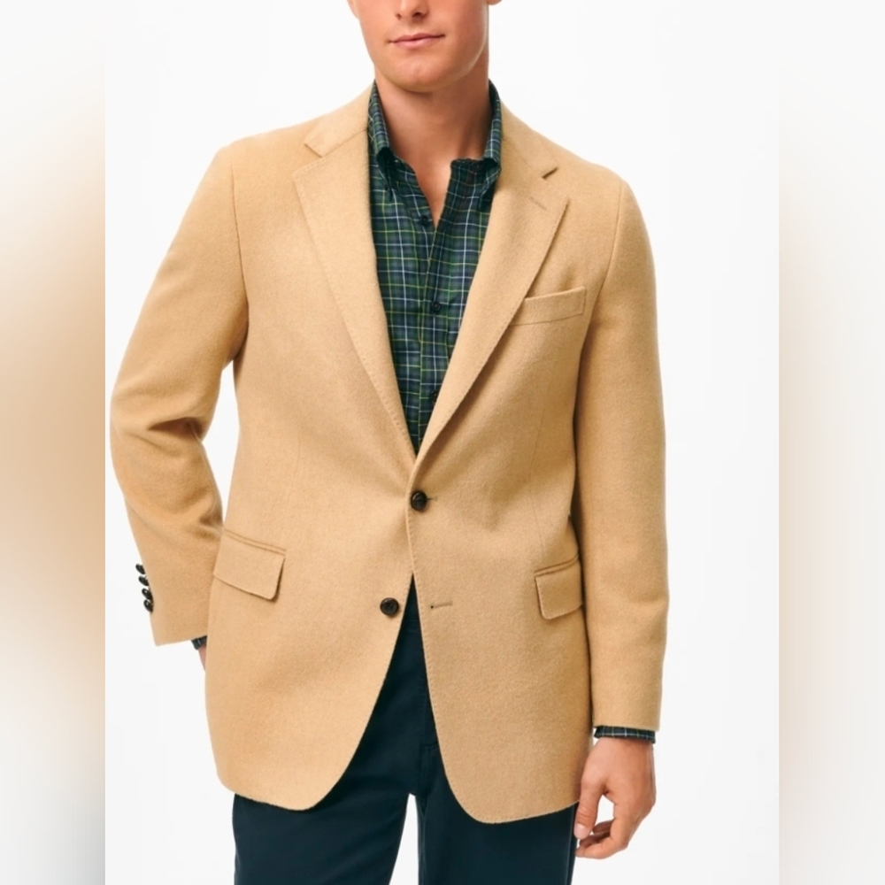 Brooks Brothers Traditional Fit Camel Hair Twill 1818 Tan Sport Blazer Size 44R - Picture 1 of 6